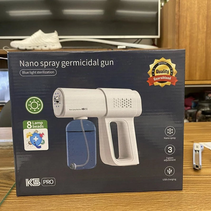 Rechargeable Nano Spray Gun – Wireless Sanitizer Sprayer with Blue Disinfection Light