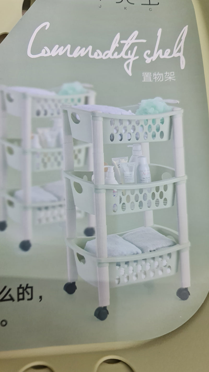 3-Tier Basket Rack with Wheels – Mobile Storage Organizer for Home & Kitchen