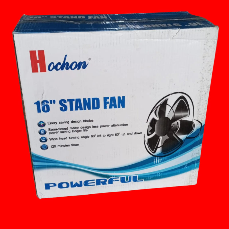 16-Inch Stand Fan – Adjustable Height, 3 Speeds, Oscillation & Timer