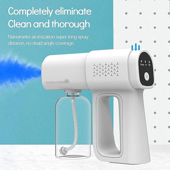 Rechargeable Nano Spray Gun – Wireless Sanitizer Sprayer with Blue Disinfection Light