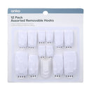 Removable Wall Hooks – Pack of 12 Assorted Sizes | Easy Apply & Remove | خطافات متنوعة قابلة للإزالة